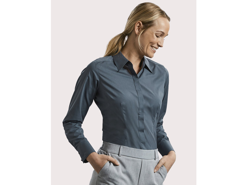 Russell Collection Ladies L/SL Poplin