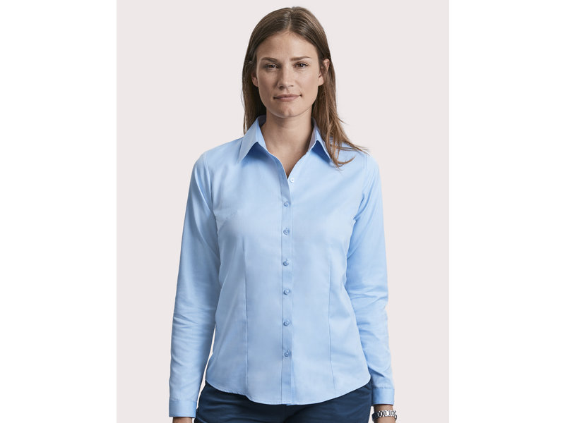 Russell Collection Ladies' LS Herringbone Blouse