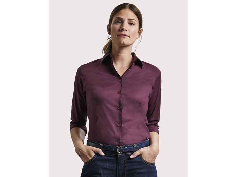 Russell Collection Tailored Blouse with 3/4 Sleeves