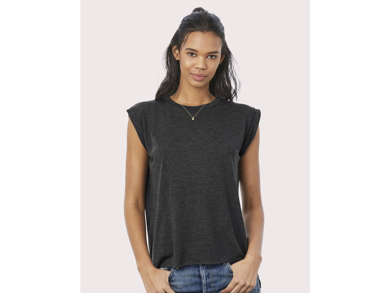 Bella + Canvas Ladies' flowy rolled-cuff T-shirt