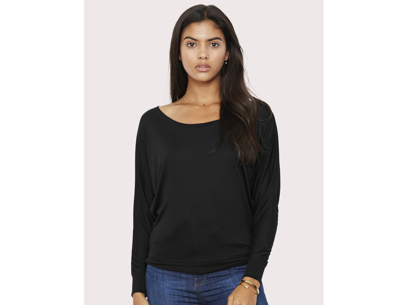 Bella + Canvas Flowy LS Off Shoulder T-Shirt