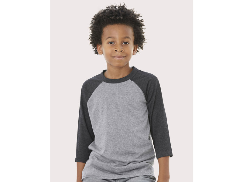 Bella + Canvas Youth 3/4 Sleeve Baseball Tee