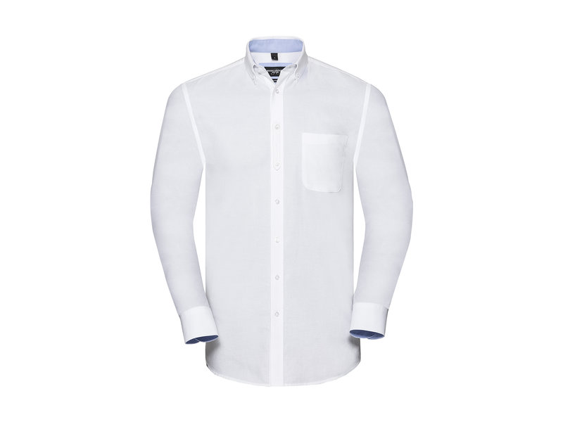 Russell Collection Men's LS Tailored Washed Oxford Shirt