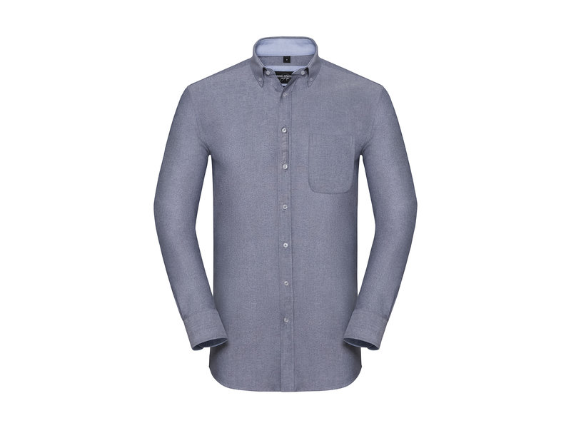 Russell Collection Men's LS Tailored Washed Oxford Shirt