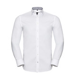 Russell Collection Tailored Contrast Herringbone Shirt LS