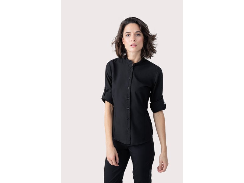 Henbury Women's Mandarin Blouse With Roll-Tab Sleeve