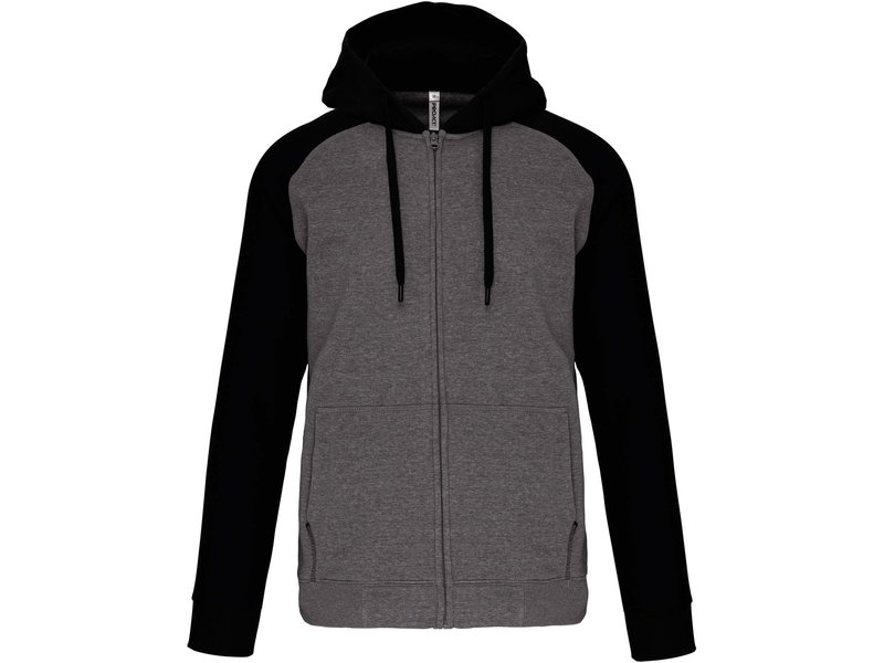 Proact Fleece met rits en tweekleurige capuchon unisex