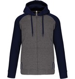 Proact Fleece met rits en tweekleurige capuchon unisex