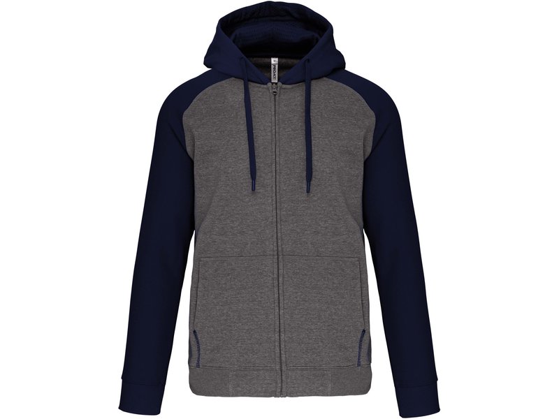 Proact Fleece met rits en tweekleurige capuchon unisex