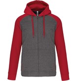 Proact Fleece met rits en tweekleurige capuchon unisex