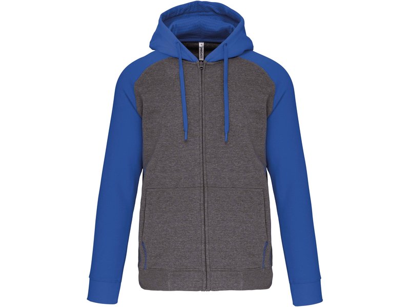 Proact Fleece met rits en tweekleurige capuchon unisex