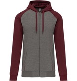 Proact Fleece met rits en tweekleurige capuchon unisex