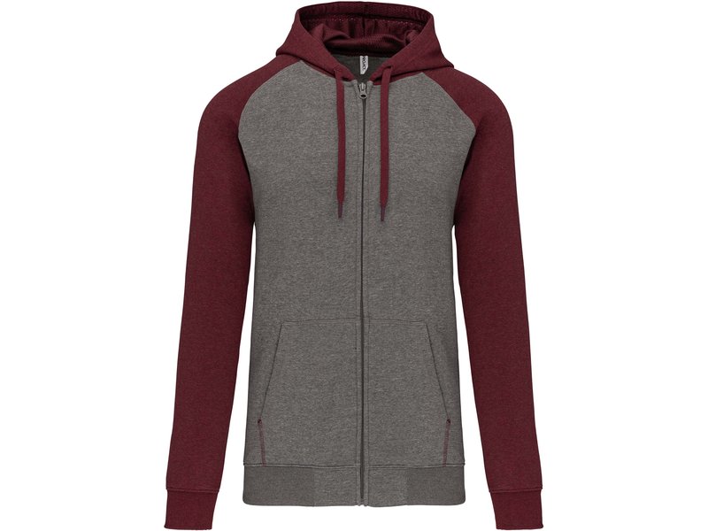 Proact Fleece met rits en tweekleurige capuchon unisex