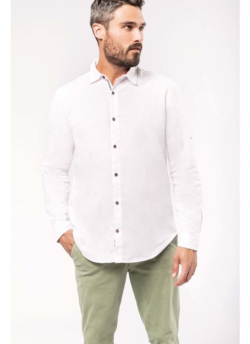 Kariban | K588 | Men's long sleeve linen and cotton shirt