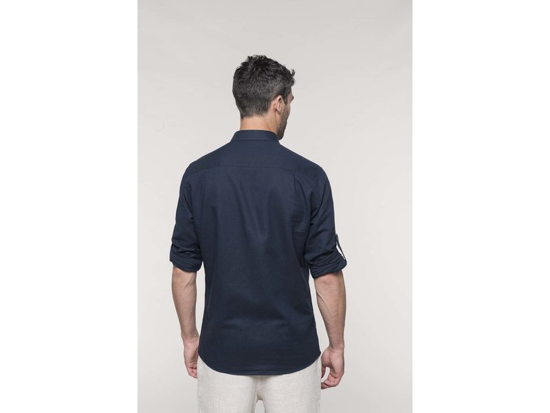 Kariban Men's long sleeve linen and cotton shirt