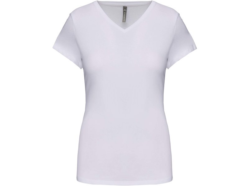 Kariban Dames-t-shirt V-hals korte mouwen