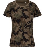 Kariban Dames-t-shirt camo korte mouwen