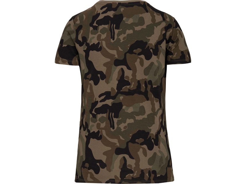 Kariban Dames-t-shirt camo korte mouwen