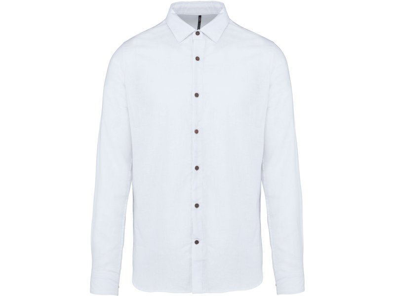 Kariban Men's long sleeve linen and cotton shirt