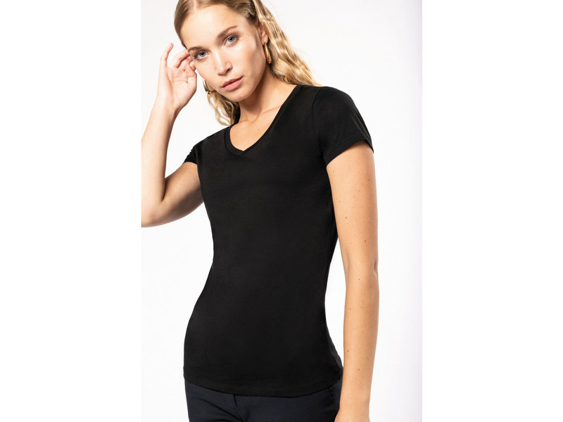 Kariban Dames-t-shirt Supima® V-hals korte mouwen