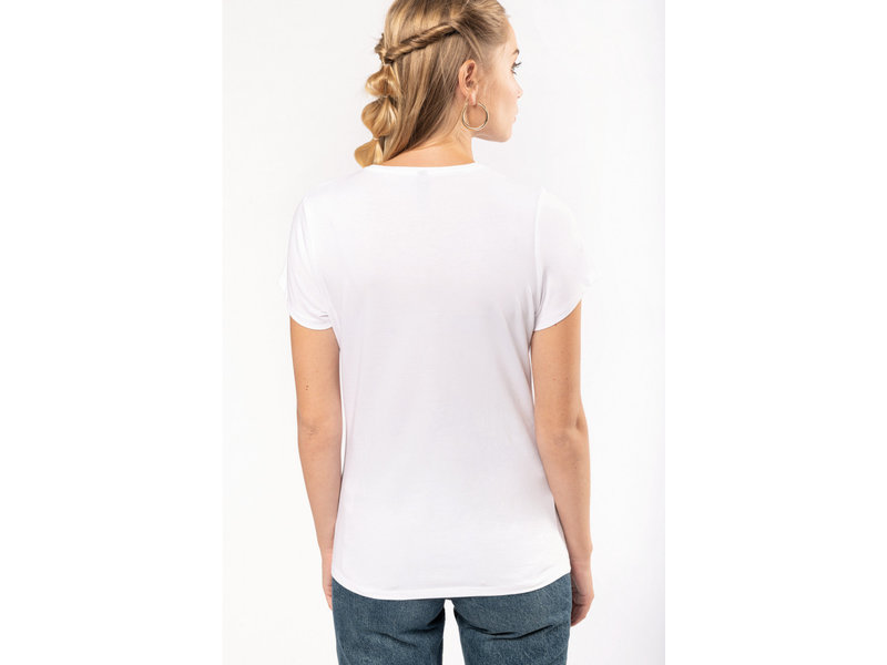 Kariban Dames-t-shirt V-hals korte mouwen