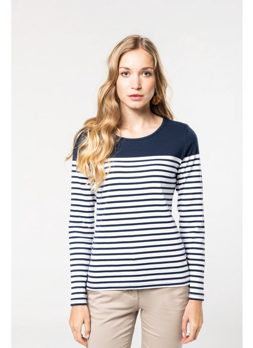 Kariban | K386 | Ladies’ long-sleeved Breton stripe top