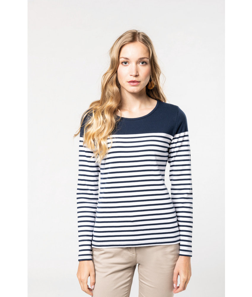 Kariban | K386 | Ladies’ long-sleeved Breton stripe top