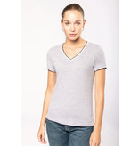 Kariban Dames-t-shirt piqué V-hals