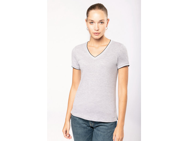 Kariban Dames-t-shirt piqué V-hals