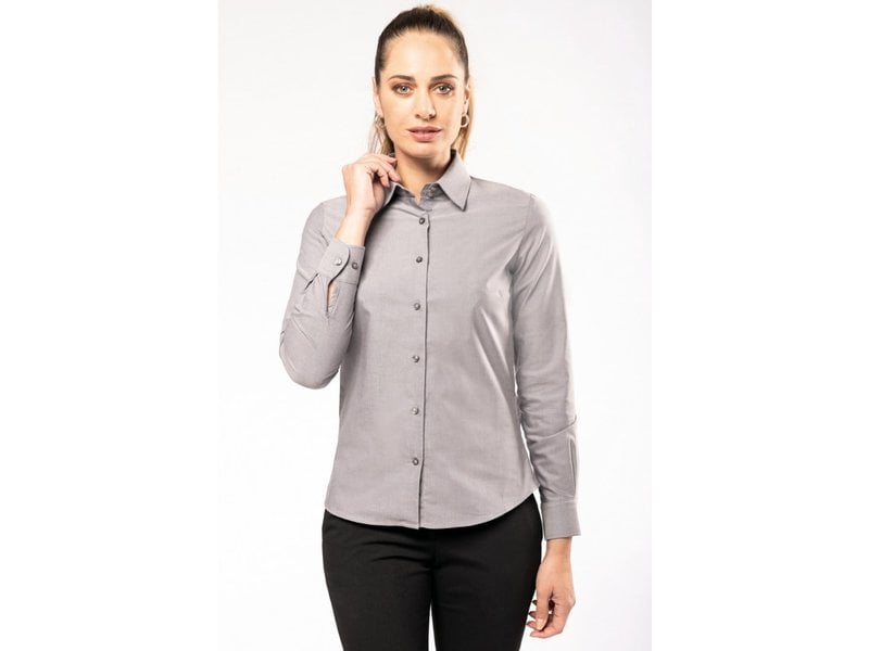 Kariban Dames oxford blouse lange mouwen