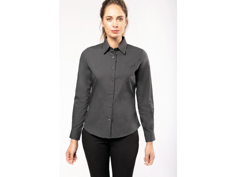 Kariban Dames poplin blouse lange mouwen