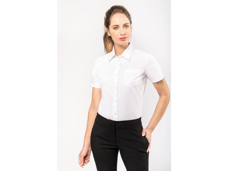 Kariban Dames Poplin Blouse Korte Mouwen