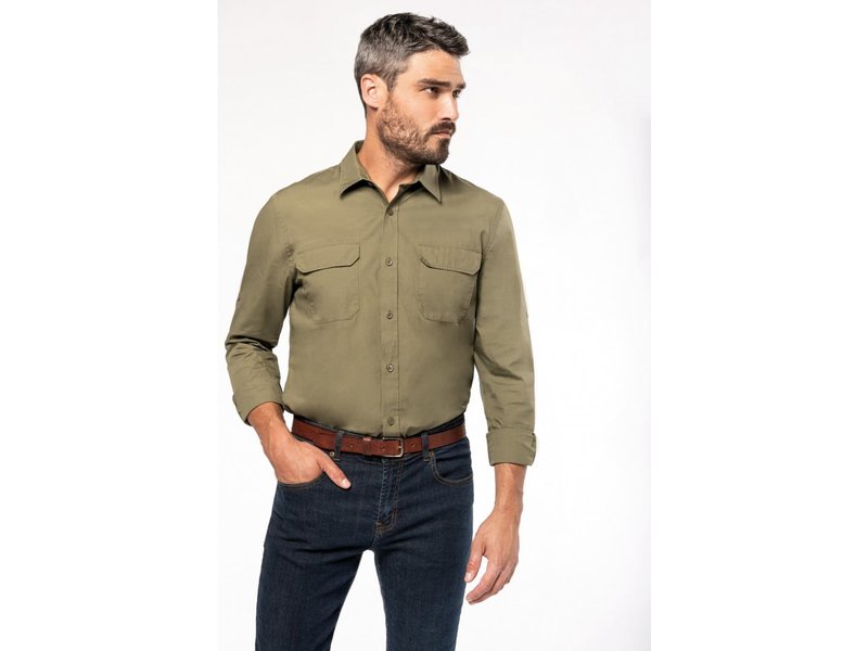 Kariban Damesoverhemd van linnen met lange mouwen