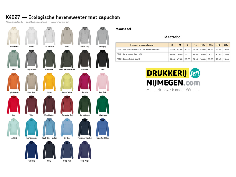 Kariban K4027 | Ecologische herensweater met capuchon