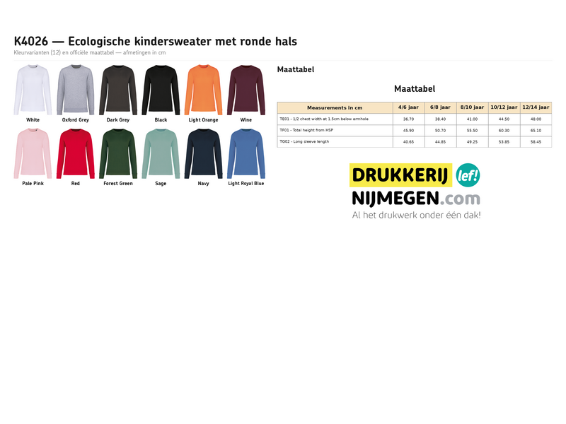 Kariban K4026 | Ecologische kindersweater met ronde hals