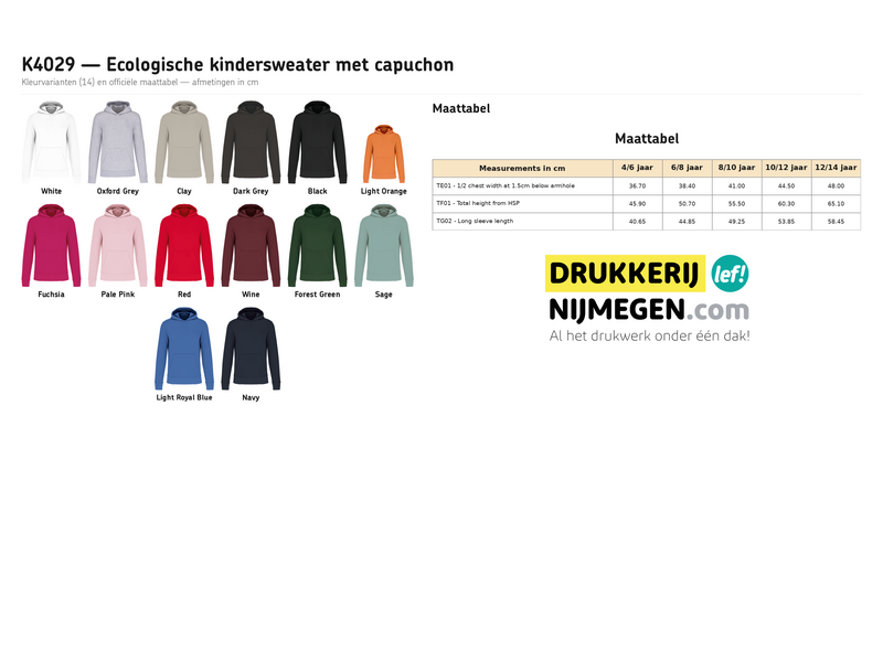Kariban K4029 | Ecologische kindersweater met capuchon
