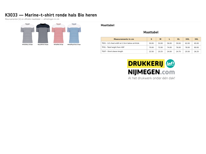 Kariban K3033 | Marine-T-shirt ronde hals Bio heren