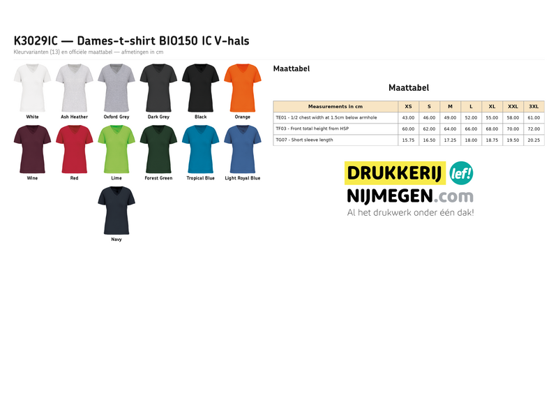 Kariban K3029IC | Dames-T-shirt BIO150 IC V-hals