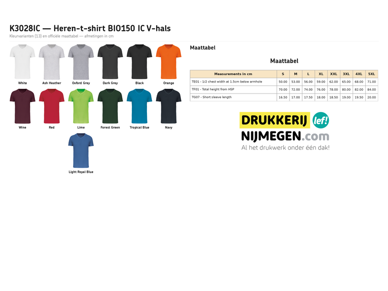 Kariban K3028IC | Heren-T-shirt BIO150 IC V-hals