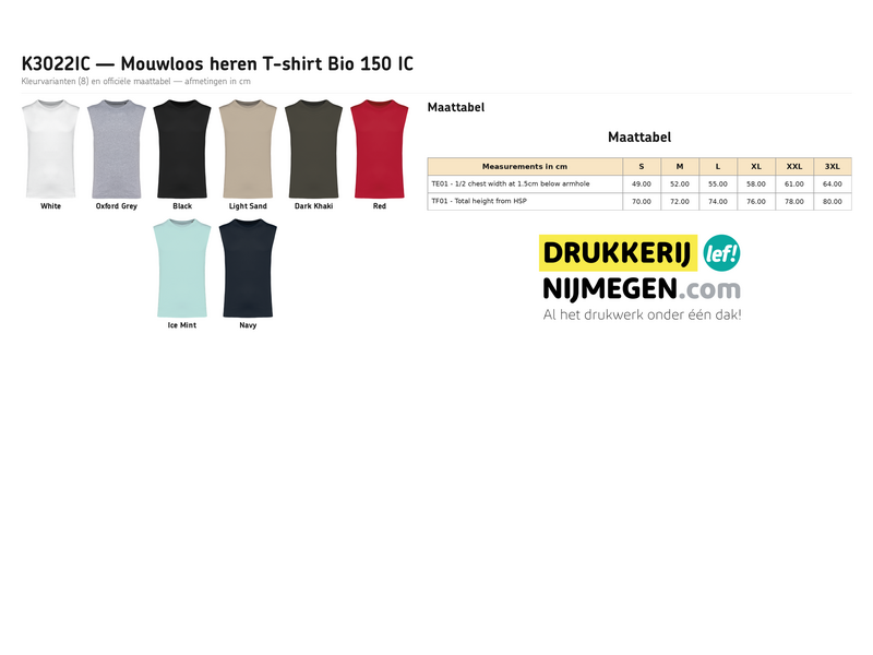 Kariban K3022IC | Mouwloos Heren T-shirt Bio150 IC