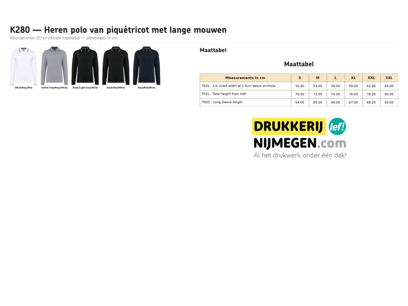 Kariban K280 | Heren polo piqué lange mouw