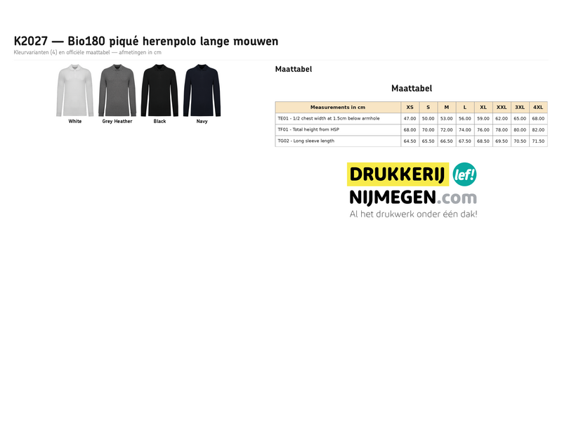 Kariban K2027 | Bio180 piqué herenpolo lange mouwen