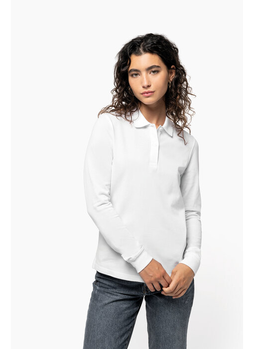 Kariban Damespolo Bio180 piqué lange mouwen