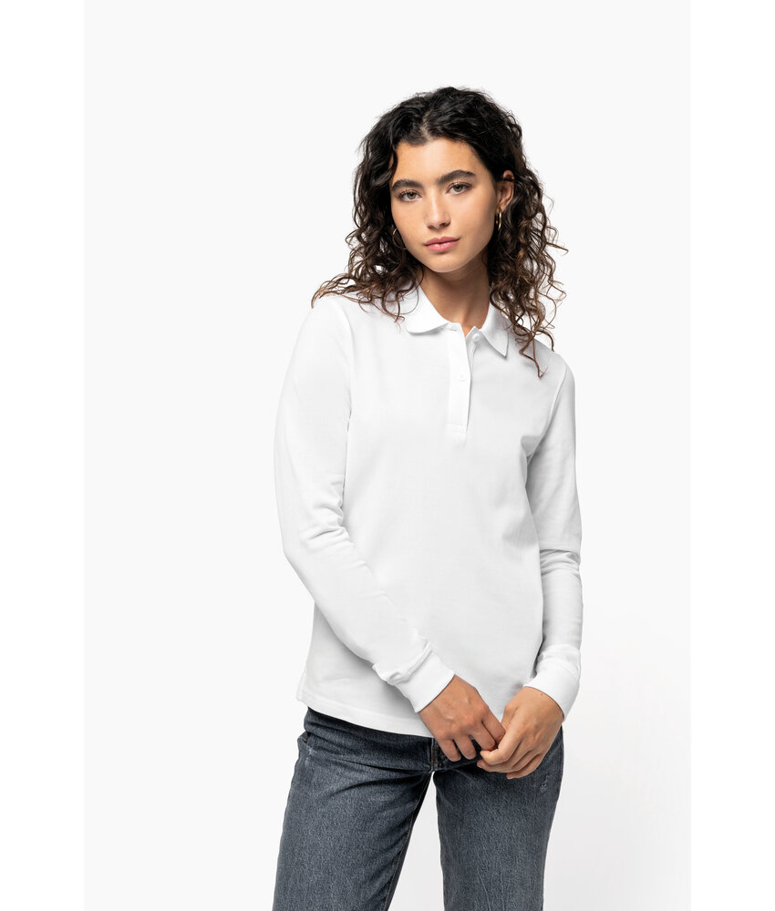 Kariban Damespolo Bio180 piqué lange mouwen