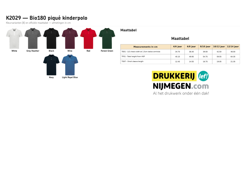 Kariban K2029 | Piqué-kinderpolo Bio180