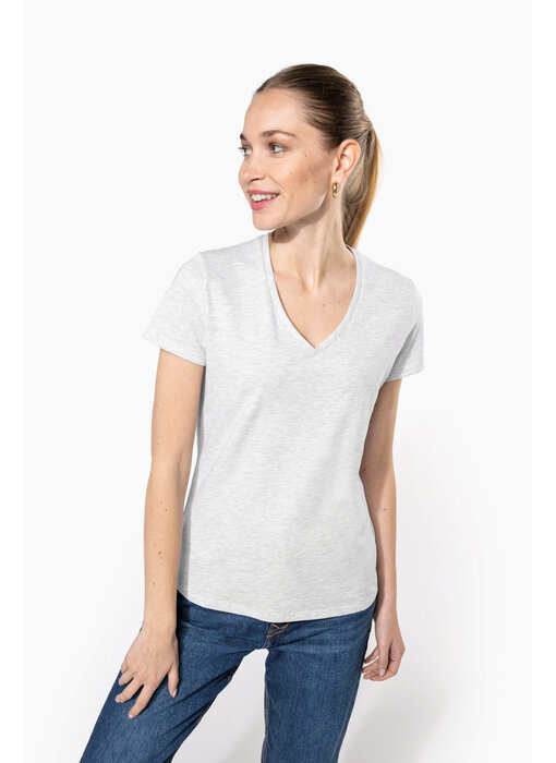 Kariban Dames T-shirt V-hals korte mouwen