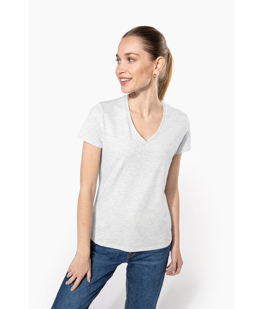Kariban Dames T-shirt V-hals korte mouwen