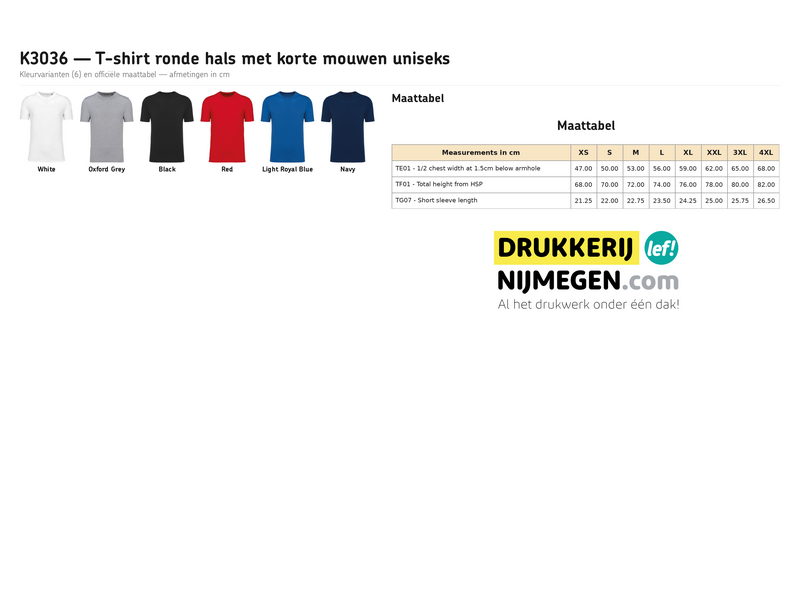 Kariban K3036 | T-shirt ronde hals met korte mouwen uniseks