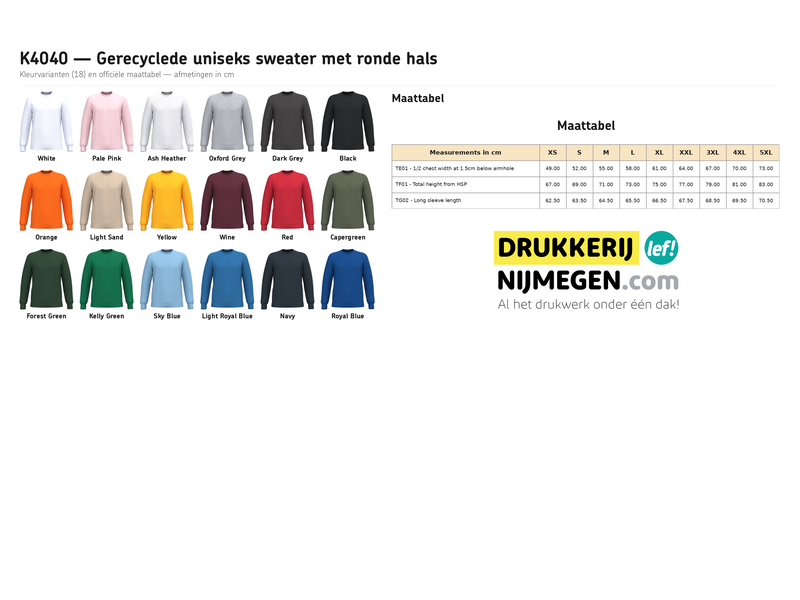 Kariban K4040 | Gerecyclede uniseks sweater met ronde hals