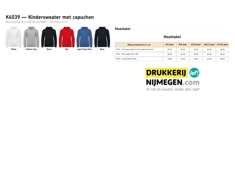 Kariban K4039 | Kindersweater met capuchon